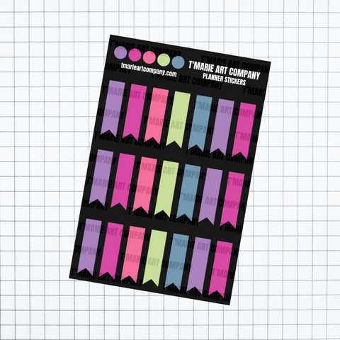 LONG FLAGS - BOSSY COLORS - PLANNER STICKERS
