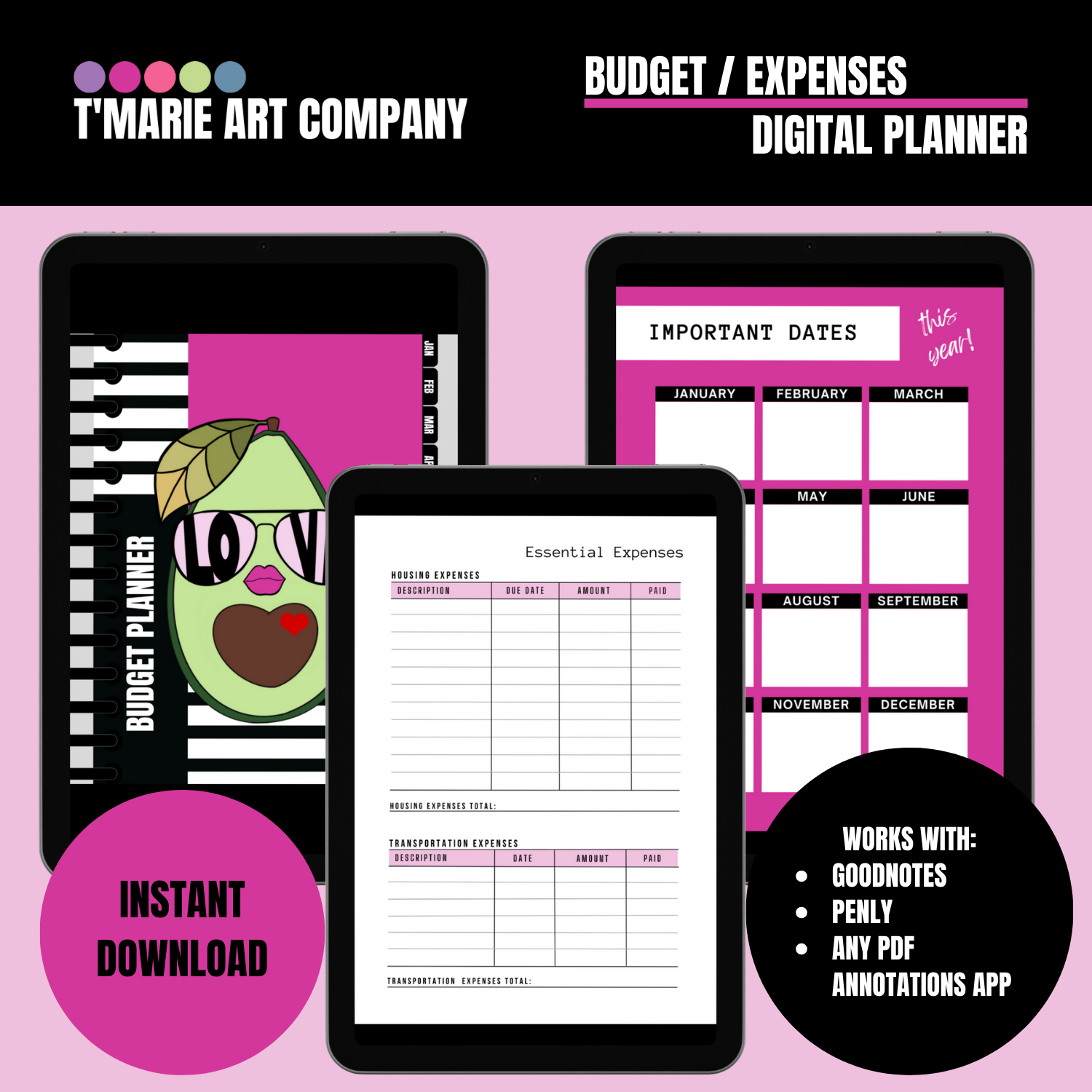 Avocado & Stripes  Digital Planner - Budget Planner