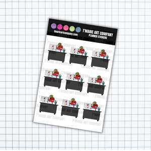 ANGRY CHERRYKINS - WORKING AT THE DESK- PLANNER STICKERS