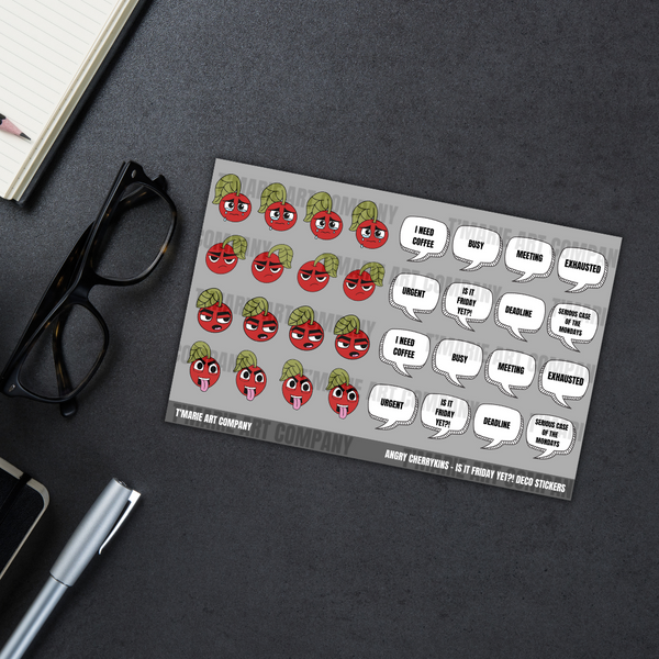 Angry Cherrykins - Work Related Planner Sticker Sheet - Work Emotions