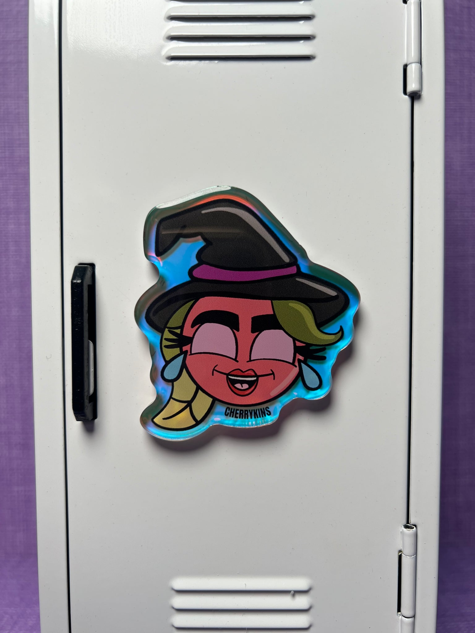 Laughing - Sweet Cherrykins - Witch Costume - Holographic Acrylic Magnet