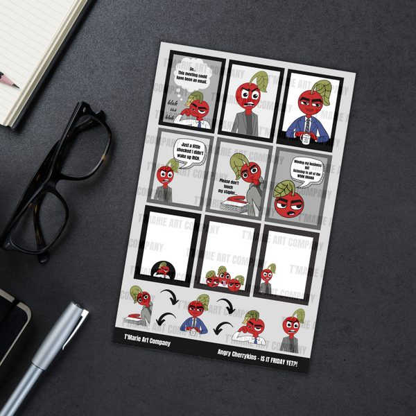 Angry Cherrykins - Work Related Planner Sticker Sheet - Boxes One