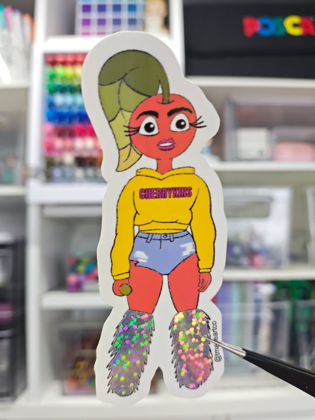 Superstar Cherrykins - Cherrychella - Glitter Vinyl Sticker