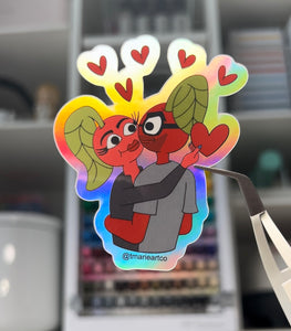 Hey Handsome - Angry  & Sweet Cherrykins (Glasses and Beard) - Holographic Vinyl Sticker