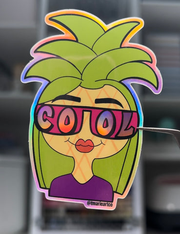 Groovy Pineapple - Cool Sunglasses - Holographic Vinyl Sticker