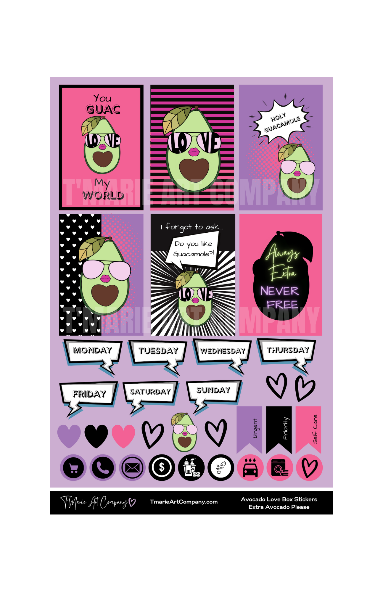 Avocado Love Planner Sticker Sheet - Extra Avocado Please