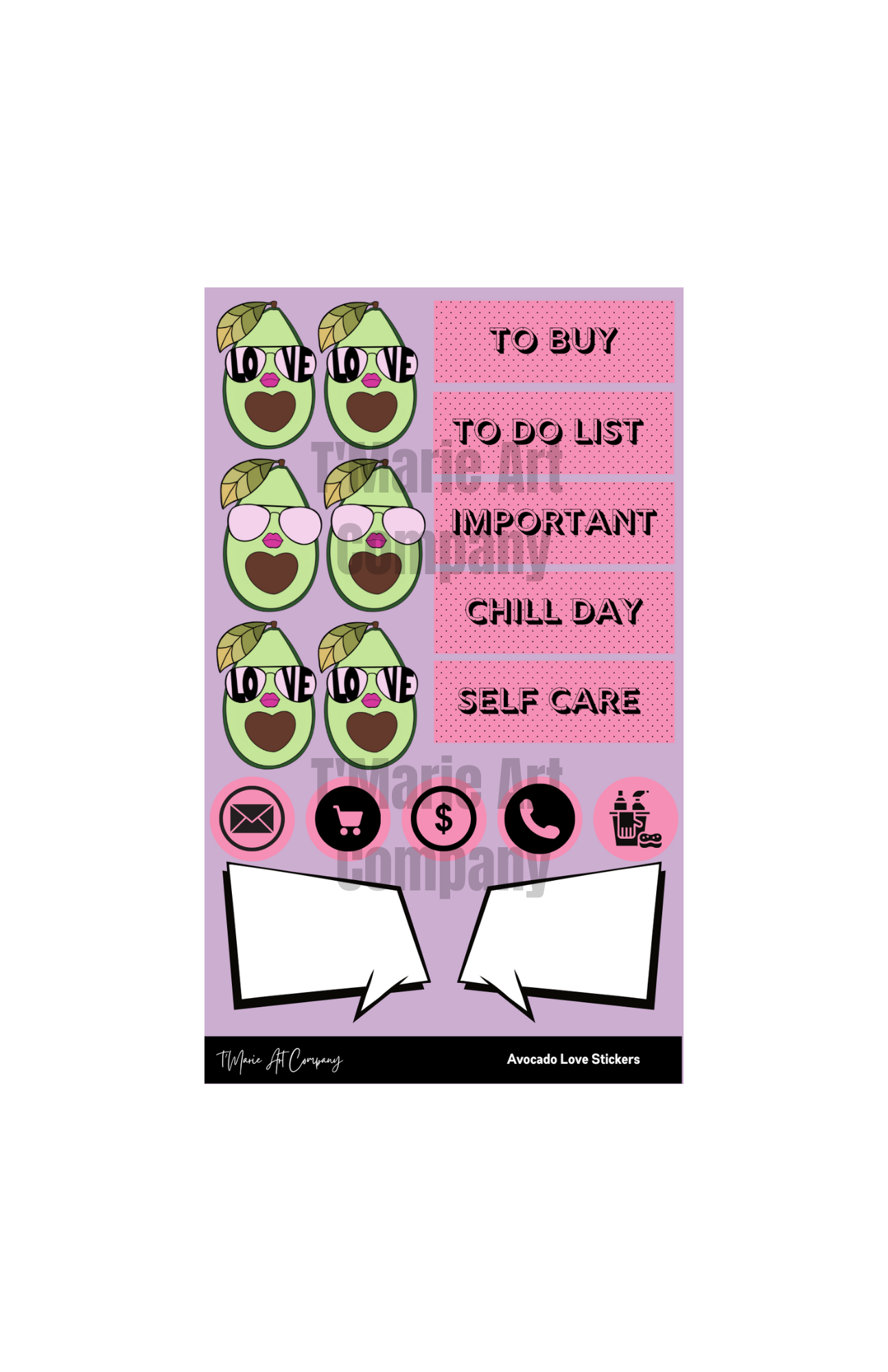 Avocado Love Planner Sticker Sheet - Important Things