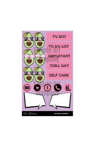 Avocado Love Planner Sticker Sheet - Important Things