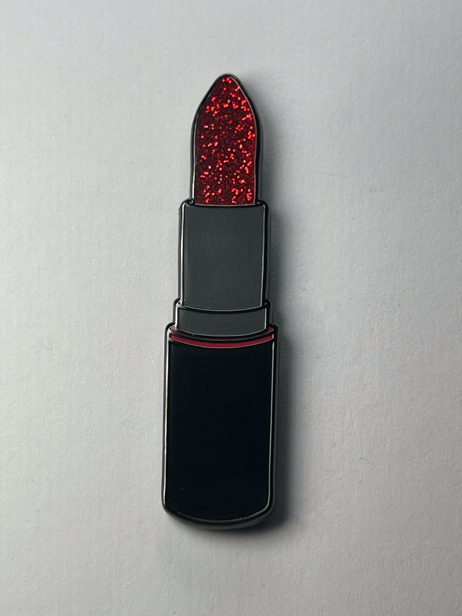 Red Glitter Lipstick Enamel Pin