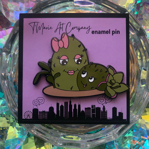 Cacti Mom and Baby Enamel Pin