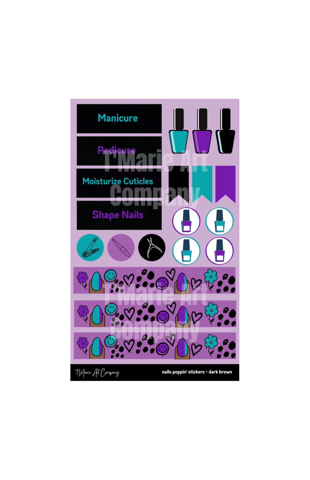 Nails Poppin' Planner Sticker Sheet - Purple